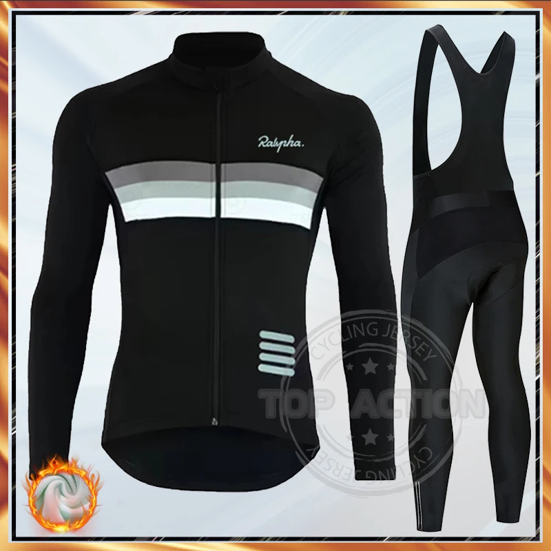 

Ralvpha Winter Thermal Fleece Men's Cycling Clothes Jersey Suits MTB Mountain Bike Cycling Clothing Bib Pants Warm Ropa Ciclismo