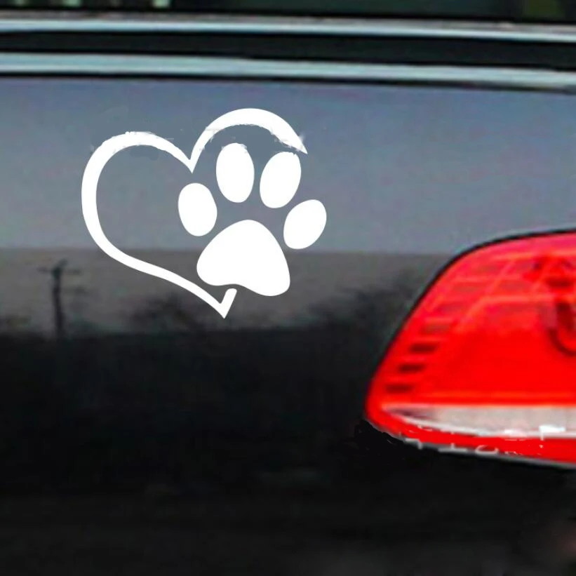 

Car Sticker Cute Cartoon Animal Love Pet Dog Paw With Heart Car Decal Styling Auto Accessories 11*9.3cm Suitable for full body
