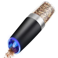 electric salt and pepper grinder gravity control battery powered with blue led light adjustable ceramic coarseness