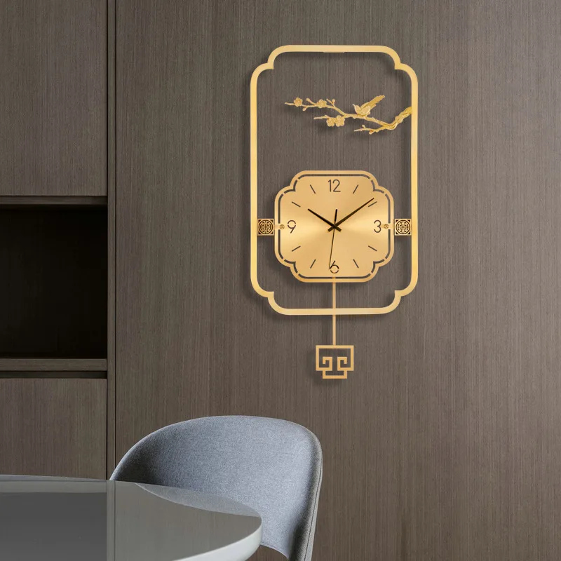 

Chinese Style Wall Clock Metal Large Living Room Quartz Wall Clocks Home Decoration Bedroom Reloj Pared Home Design EH60WC