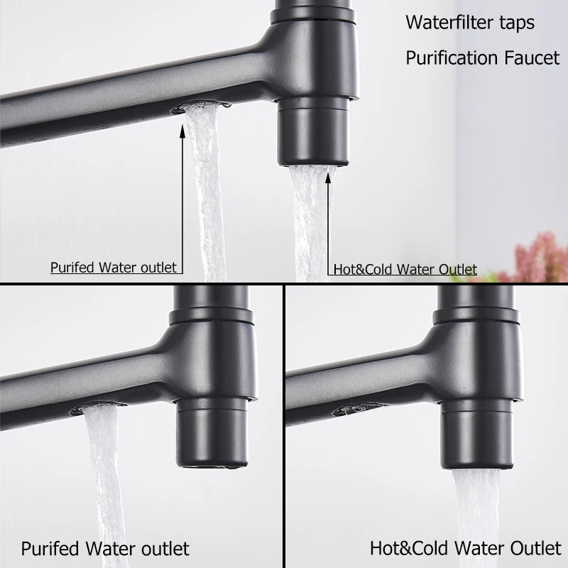 Kitchen Water Filter Faucet Faucets Dual Spout Mixer 360 Degree Rotation Purification Feature Taps | Обустройство дома