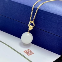 shilovem 18k yellow gold natural white jasper pendants none necklace classic wholesale fine women new gift 10mm yzz10105584hby