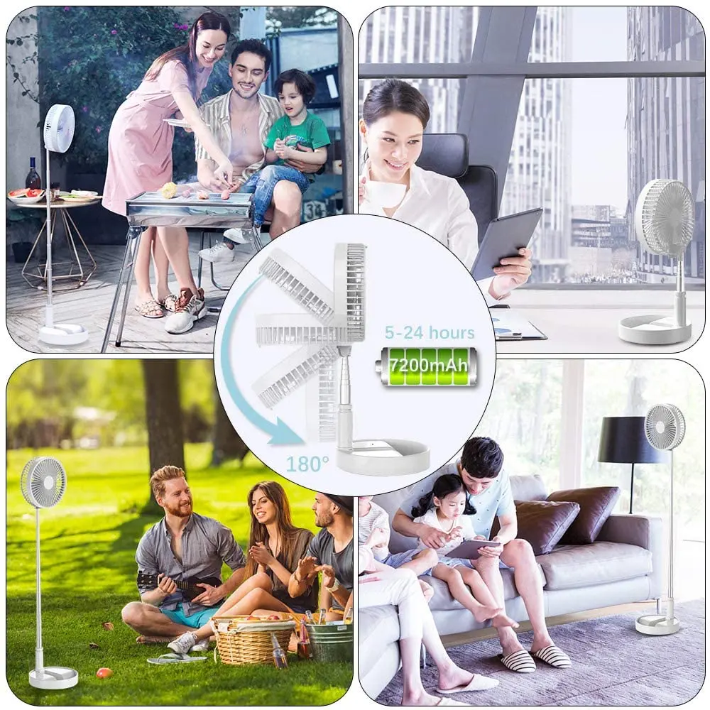 

Portable Travel Mini Fans 4 Speed Settings USB Rechargeable 7200mA Foldable Telescopic Desk and Table Fan New Home Air Cooler