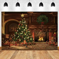christmas backdrop girl kids portrait photostudio family photo christmas trees toy banner photography background festival props