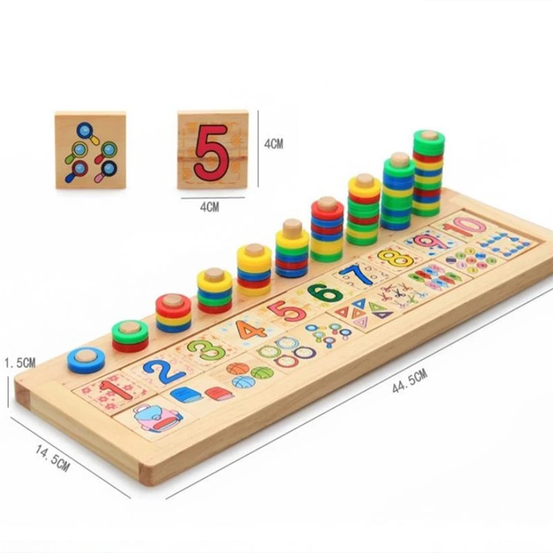 

Children's Montessori Toy Wooden Logarithmic Board Rainbow Donut Colorful Wooden Multifunctional Baby Games Education Game Toy