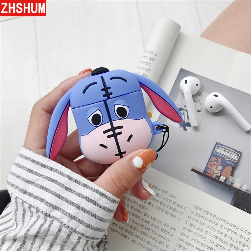 Силиконовый чехол с рисунком Ослика для наушников AirPods Box из мягкой кожи, чехол для наушников 360, полное покрытие для Apple AirPods 1 2 Shell Air Pods