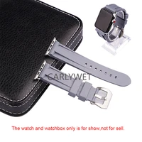 carlywet top quality grey waterproof silicone rubber watch band strap with silver brushed buckle for apple iwatch 38 40 42 44mm