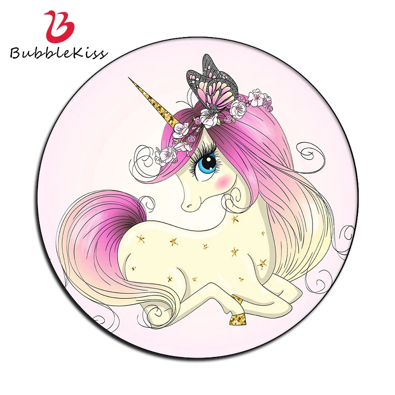 Пузырь поцелуй круглый ковровый Декор Девушка Милый Розовый Единорог для дома