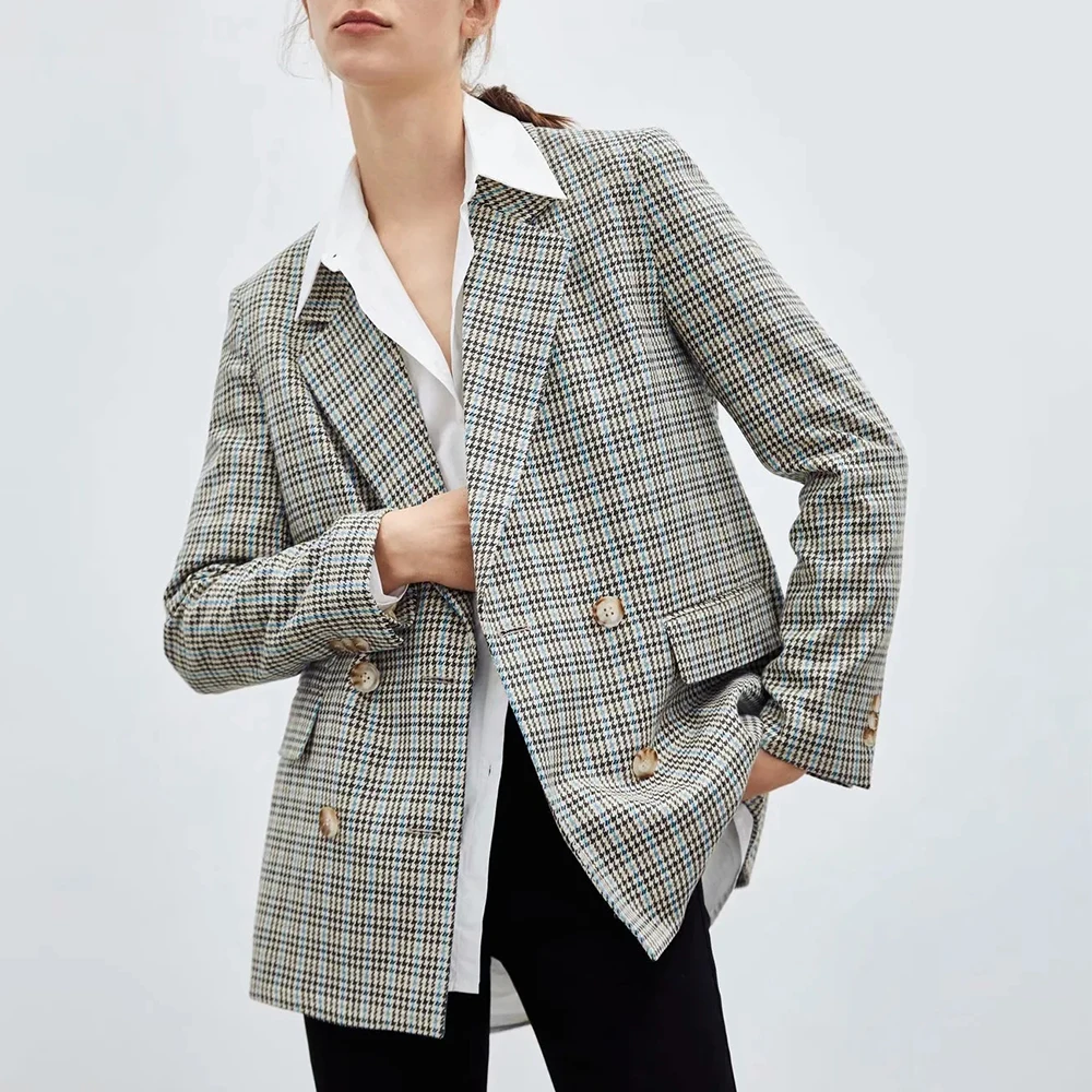 

Winter Clothes Women Retro Fashion Plaid Lapel Thick Blaze All-match Office Lady Long Sleeve Suit Blazer Za 2020 Women Clothing