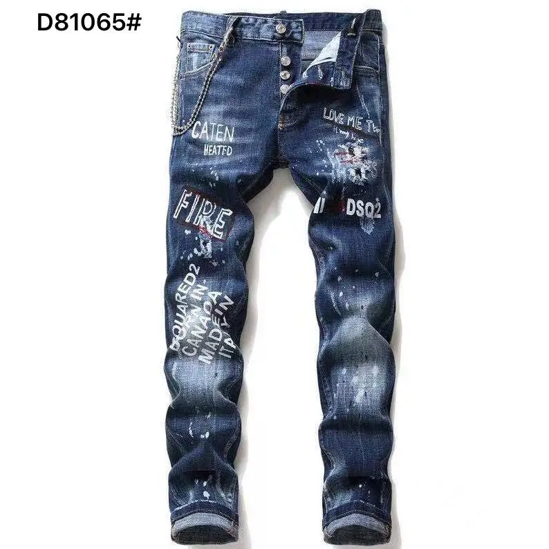 

Fashion Trend Dsquared2 Men's Patch Applique Washed, Frayed, Torn, Painted Polka Dot Micro Stretch Slim-Fit Jeans D81065