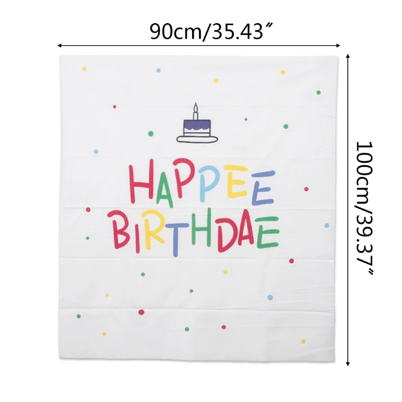 

H05C Colorful Letters Printing Tapestry Kids Children Happy Birthday Hanging Cloth Party Photo Background Decor