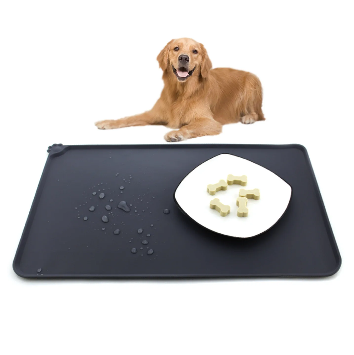 

Pet Mat For Dog Cat Solid Color Silicone Waterproof Pet Food Pad Pet Bowl Drinking Mat Dog Feeding Placemat Easy Washing