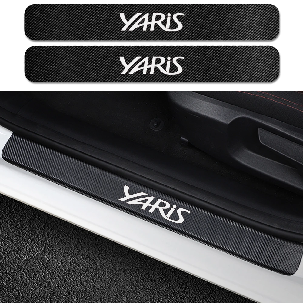 Для Toyota Yaris 4 шт. автомобиля Накладка порога двери наклейка для порога авто Спорт Стайлинг наклейка DIY автомобиля Тюнинг аксессуары