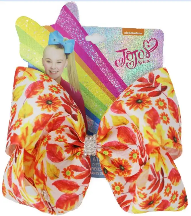 

Новинка, Осенний бант в виде кленового листа для девочек, бабочка с хризантемой, 8 дюймов, банты для волос, заколки для волос, аксессуары для в...