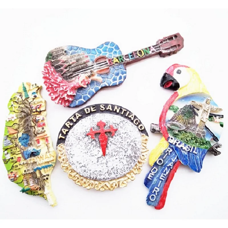 3D резиновый мультяшный попугай Бразилия туристический магнит на холодильник