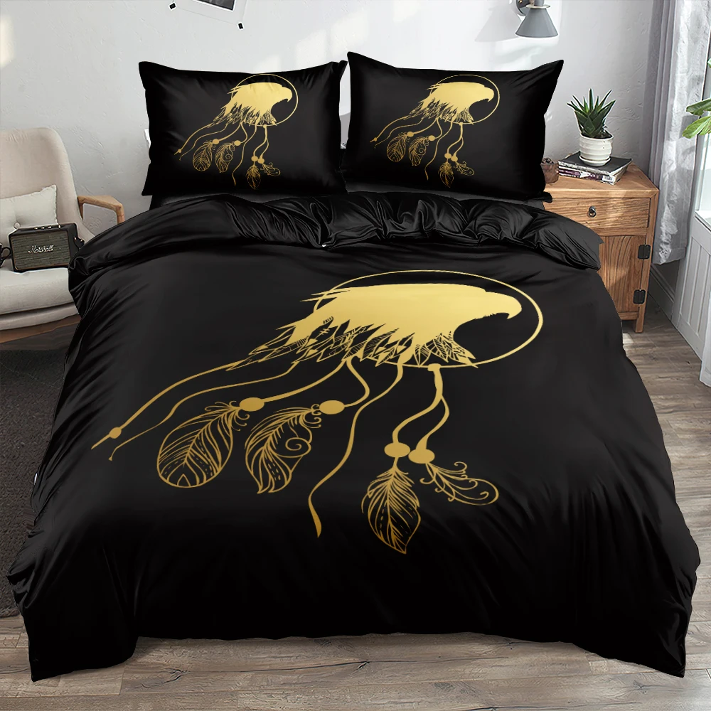 

3D Bohemian Custom Design Beddings Pillow Shames Comforter Covers Set Linens Bed King Queen Full Twin Size Black Beddings Set