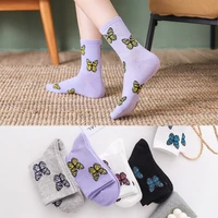 butterfly womens socks crew new for autumn winter 2020 harajuku kawaii street trend cotton breathable long socks girl athletic