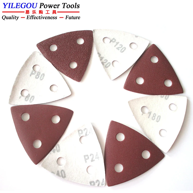 

30 шт. треугольная флокирующая шлифовальная бумага 80*80*80 мм, 3 отверстия, зернистость 80 120 180 320