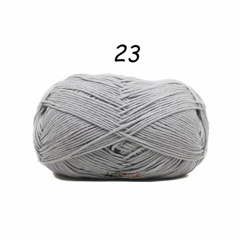 23 1PC 50 г хлопковая пряжа Органическая пряжа для вязания вязанных свитеров носки 24 цвета крючком иглы № 2 - Цвет: 23 1PC