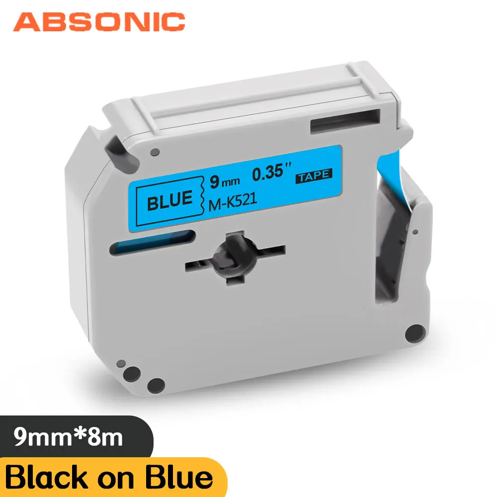 Absonic MK-521 черный на голубом 9 мм лента для маркировки заменитель Brother P-touch PT-M95 PT-65 PT-70