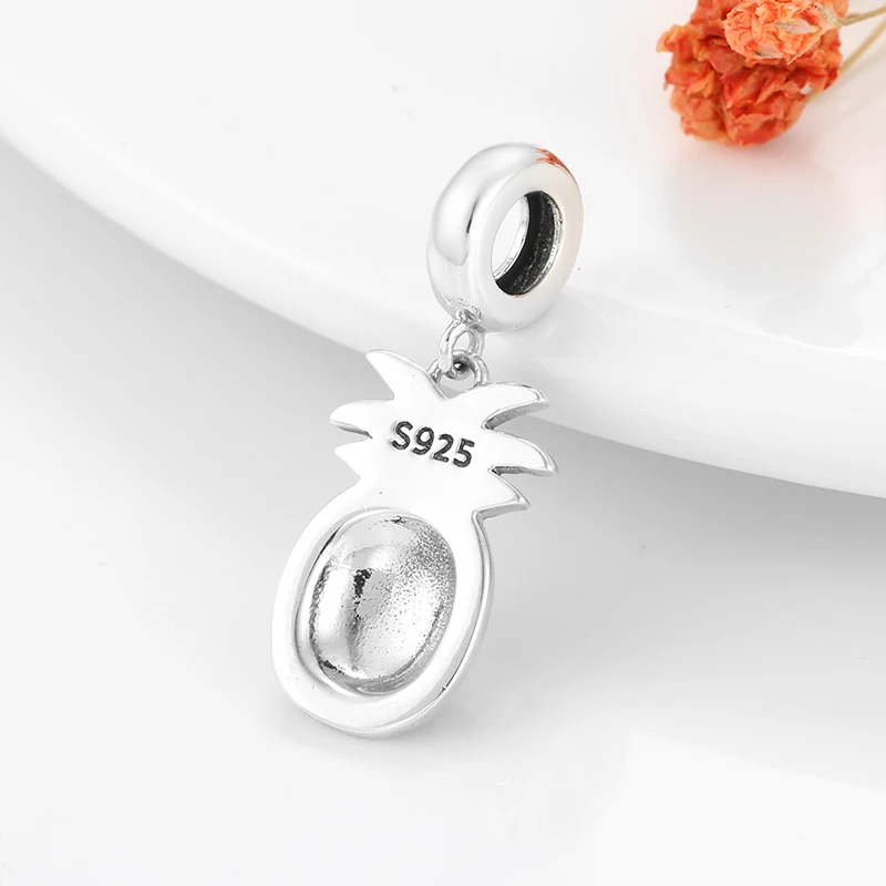 Бусины в виде ананаса из серебра 925 пробы с желтой эмалью | Украшения и аксессуары