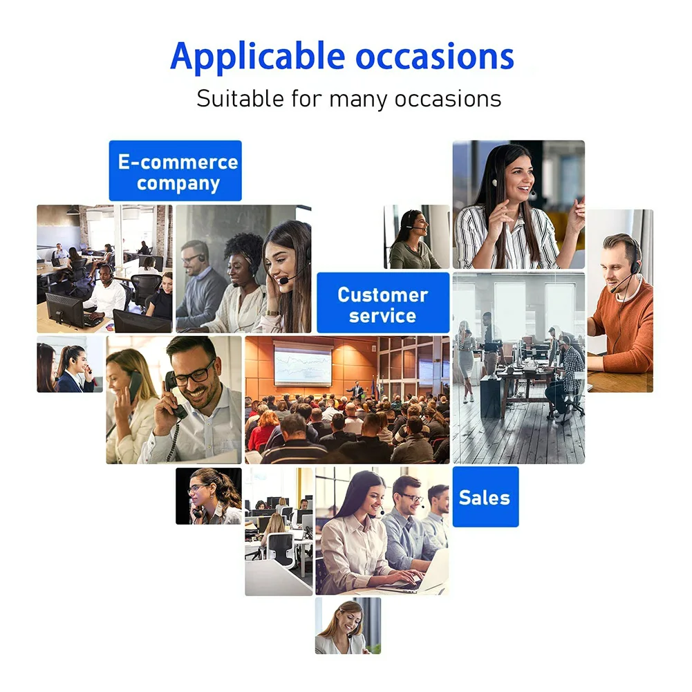 

Call Center Headset USB Wired Offical Telephone Headphone with Microphone Over-the-Head Noise Cancelling with Microphone for PC