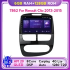 Автомагнитола 6 + 128G QLED Android 10,0 DSP CarPlay мультимедийный видеоплеер Авто Стерео GPS для Renault Clio 4 ZOE 2013-2015 2 din