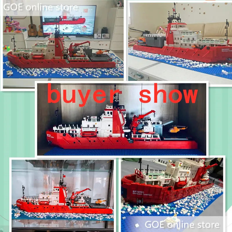 

2020 New Beijing Ocean Leader Icebreak 6000PCS Building Block Bricks Antarctic Research Ship Model Toys for Kids Christmas Gifts