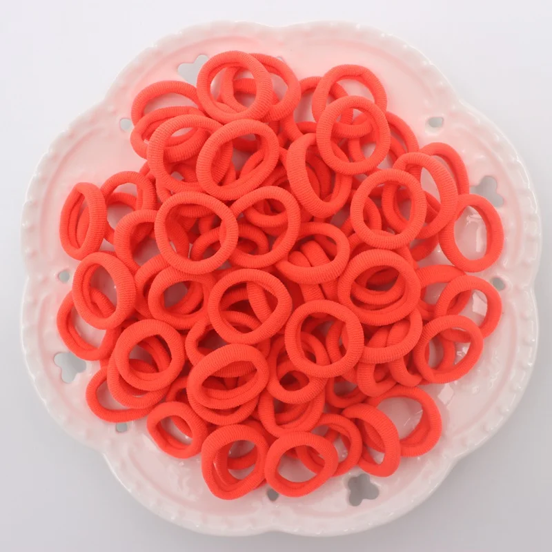 Fluorescent orange 100 шт./лот, диаметр 20 мм, вязаные эластичные резинки для волос ярких цветов из спандекса, аксессуары для волос для девочек - Цвет: Fluorescent orange