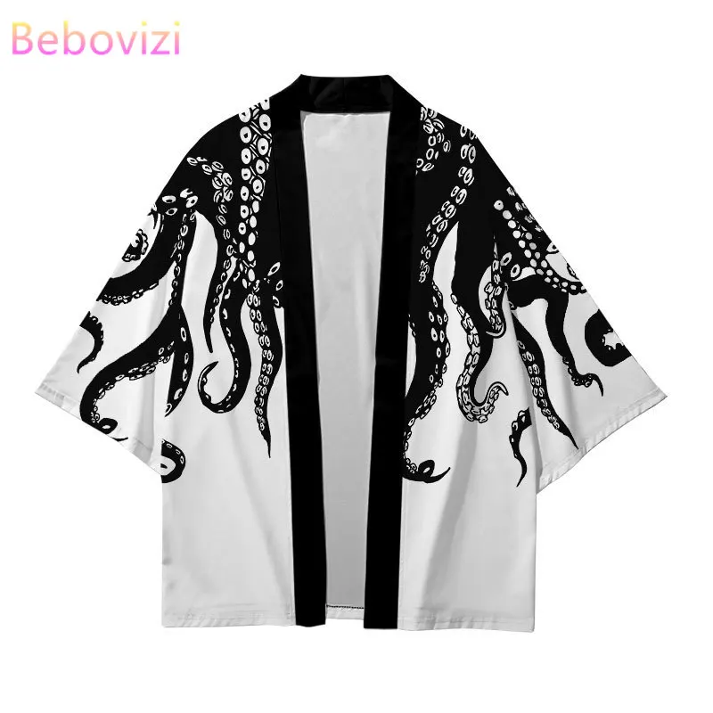 

Plus Size XXS-6XL Octopus Print Loose Japanese Streetwear Cardigan Women Men Harajuku Haori Kimono Cosplay Top Shirts Yukata