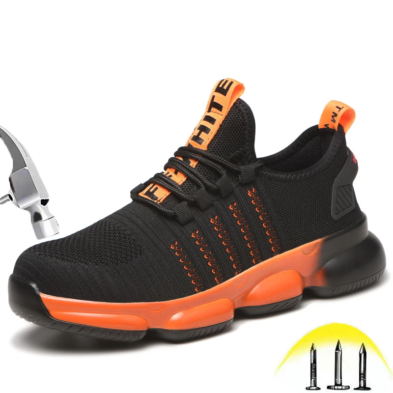 Мужская защитная обувь со стальным носком непрокалываемая нескользящая для