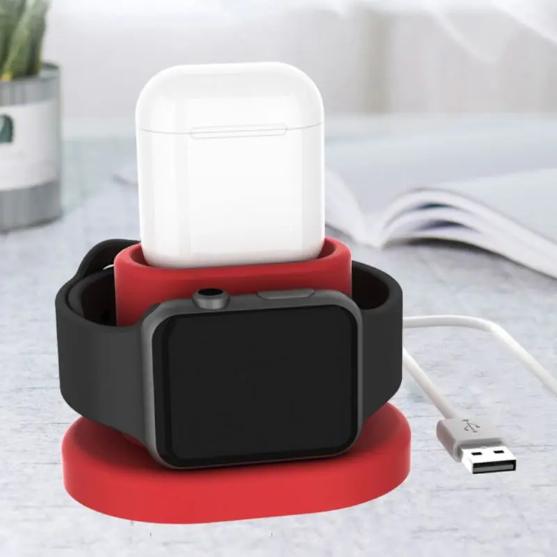 Черный синий красный желтый цвет из Силикона Подставка для зарядки держатель Apple