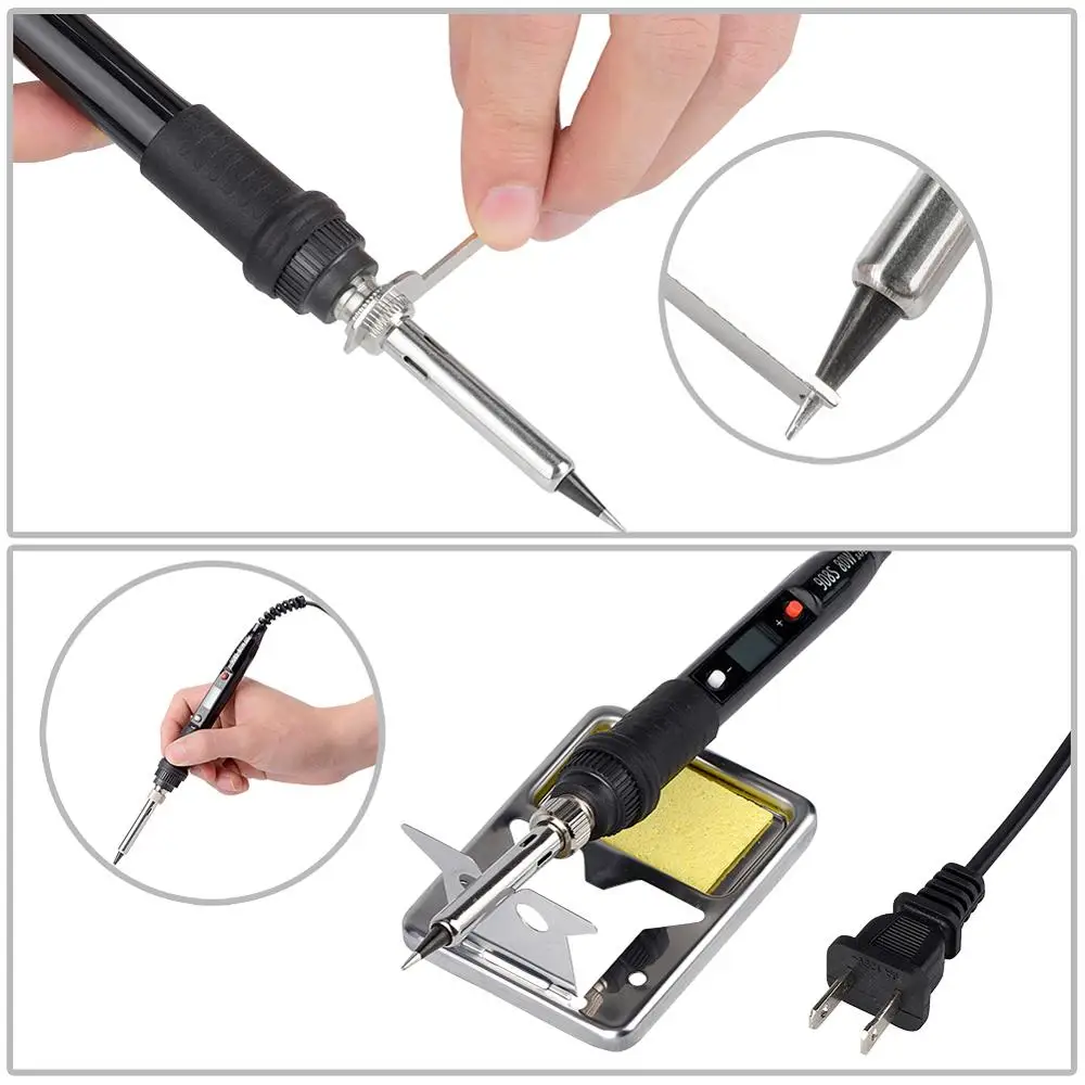 

JCD 80W LCD Portable Soldering Iron Resistance Kit with 6000 Counts Automa Ranging AC/DC Voltmeter Tester Welding Tools Set
