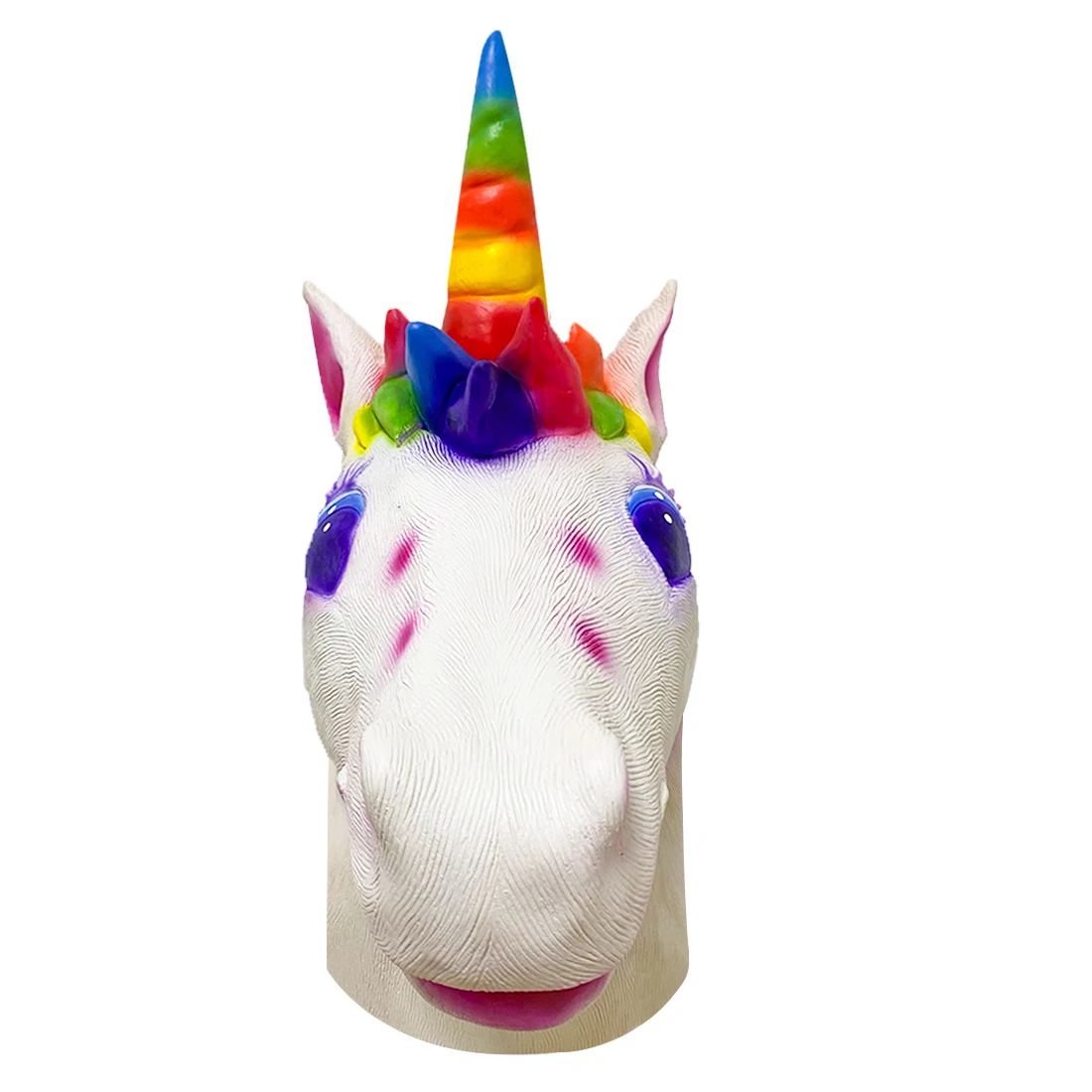 Латексная маска в виде животного радуга единорог лошадь голова Хэллоуин костюм