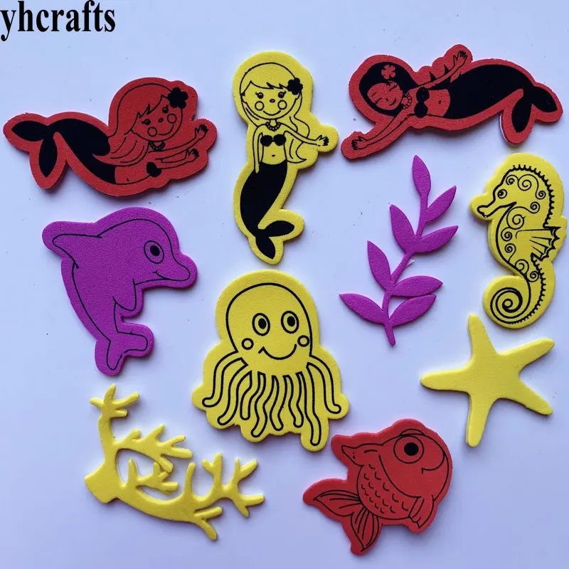50PCS(1bag)/LOT.Mermaid sea world ocean animal foam stickers Summer crafts.Early educational DIY.kindergarten craft.OEM whole | Игрушки и