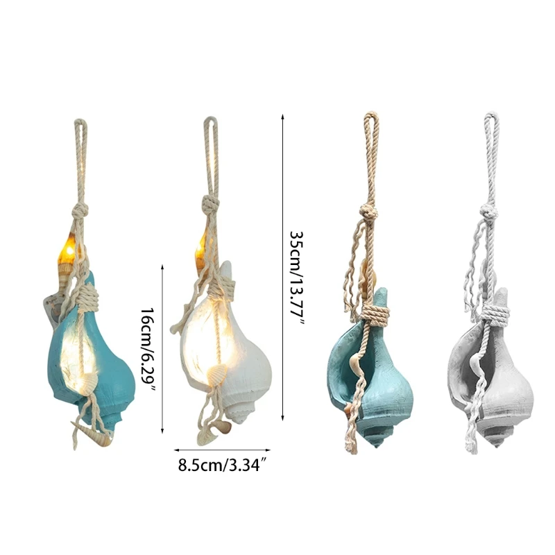 2 Pcs Mediterranean Style Resin Simulation Conch Pendant Marine LED Ornaments Gifts Home Party Beach Wall Decor | Дом и сад