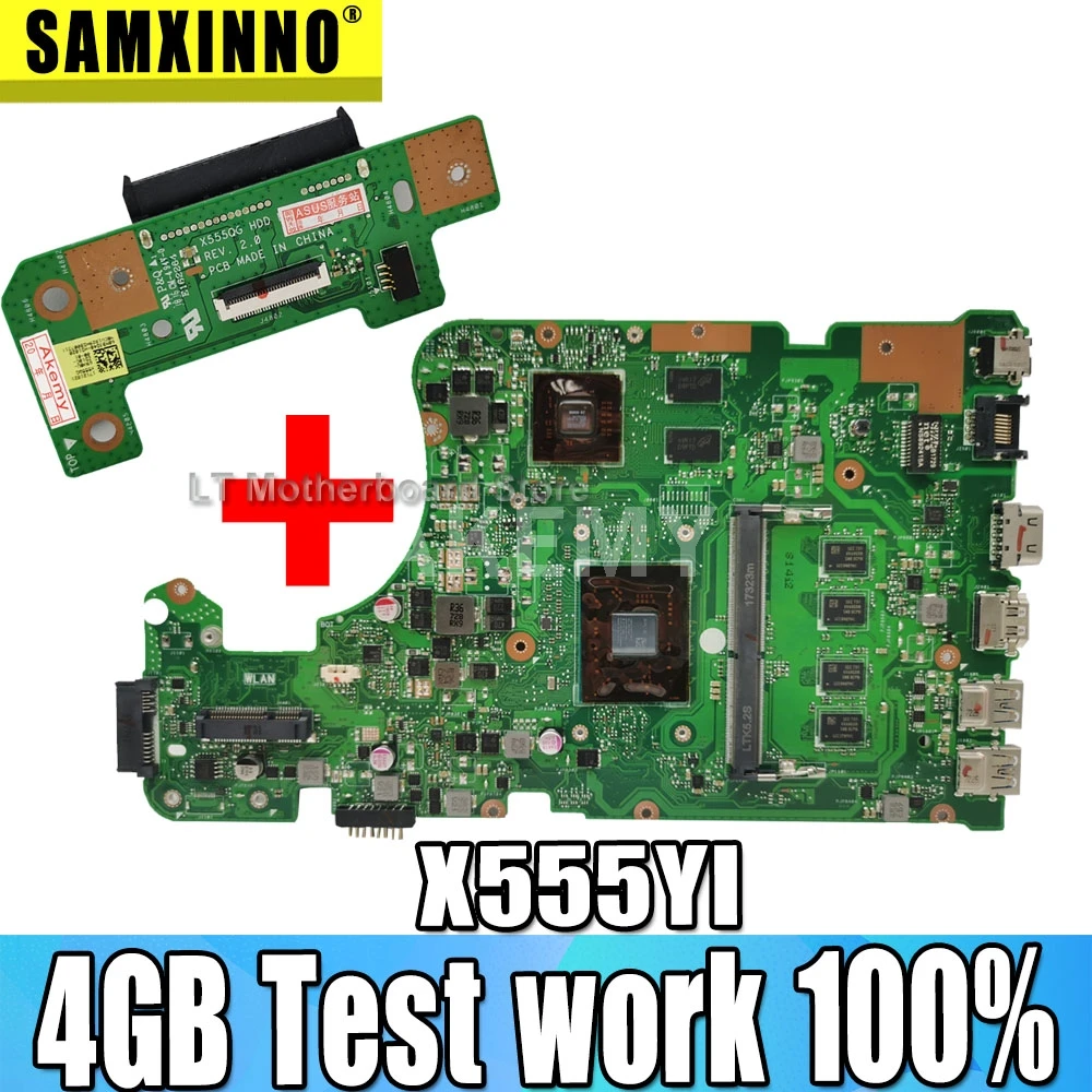 

Akemy X555DG материнская плата для For Asus X555DG A555DG X555YI, материнская плата для ноутбука, 4 Гб, протестированная работа, 100% Бесплатная плата для жестког...