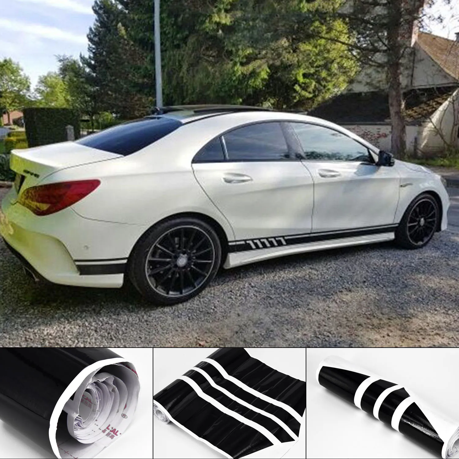 2 шт стильные Боковые Полосатые наклейки для Mercedes Benz W117 C117 X117 CLA AMG