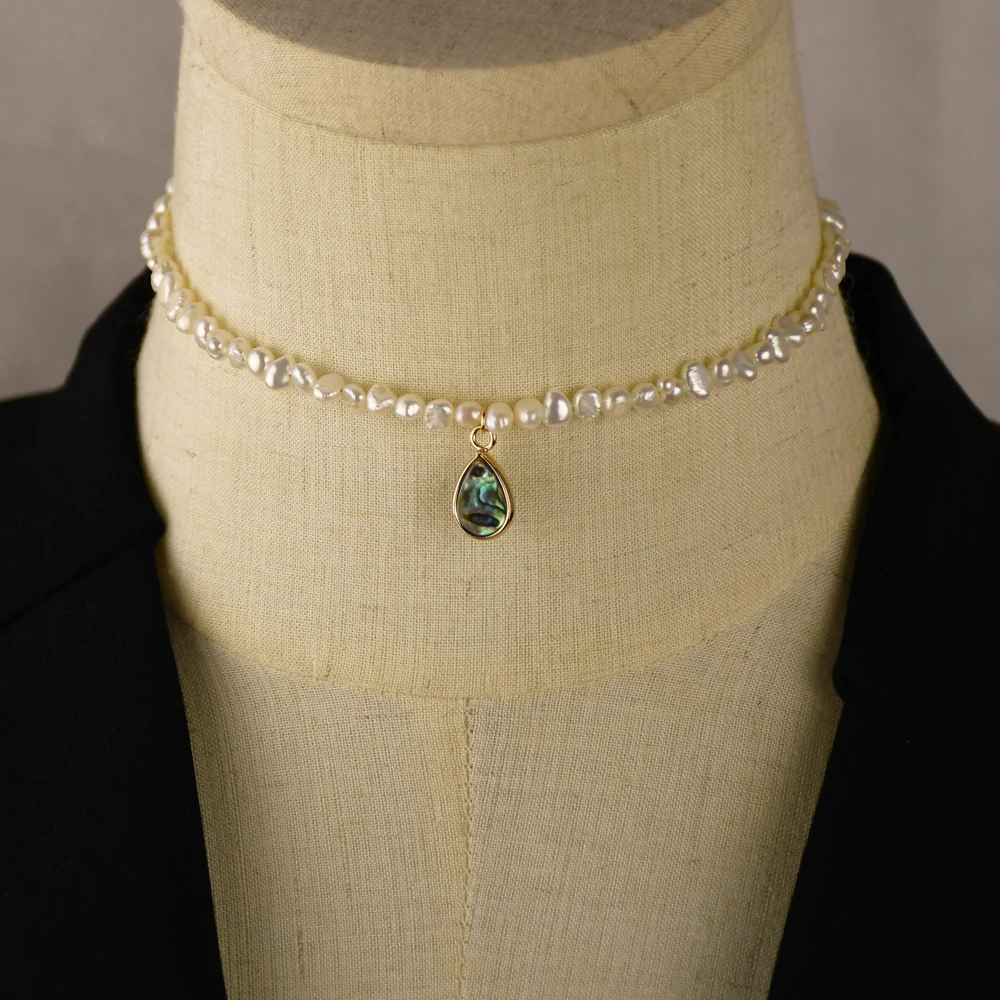 2019 New Abalone Pendant Necklace Choker Freshwater Pearl Gold Color Chain Collar Women Fantastic Elegant Party Jewelry | Украшения и