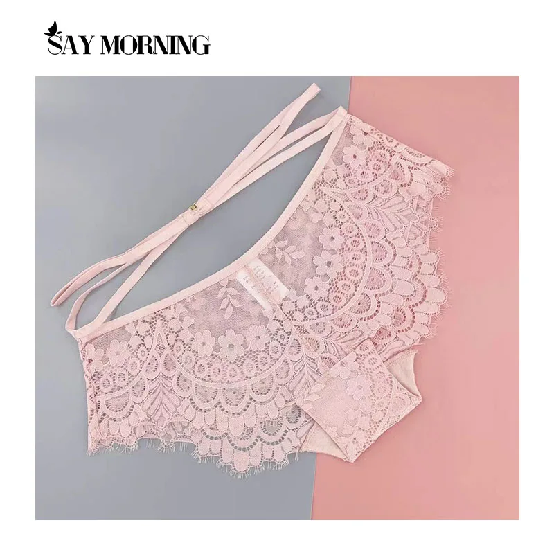 Женские кружевные трусики SAY MORING розовые дышащие с вырезами трусы для девушек |