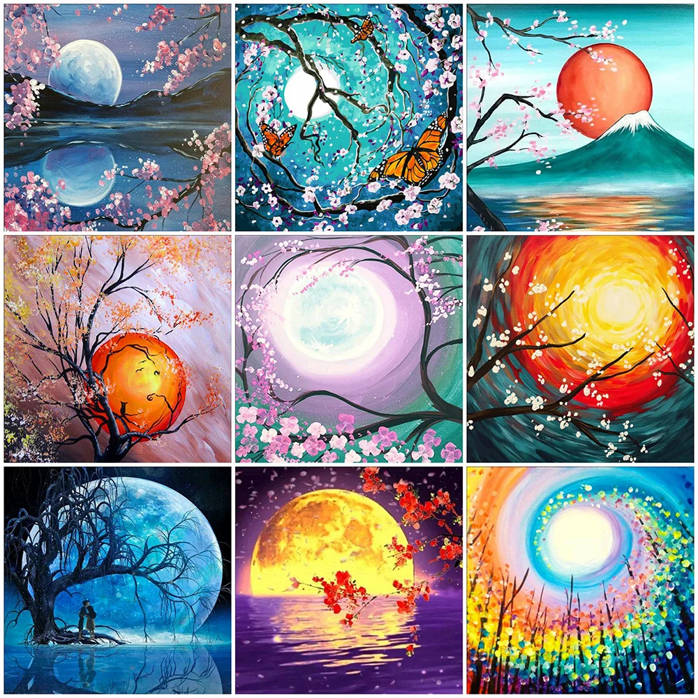 

EverShine полный дрель квадратная Алмазная вышивка с Луной алмазов картина живописная 5D изображение Стразы Вышивка крестиком настенное искусс...