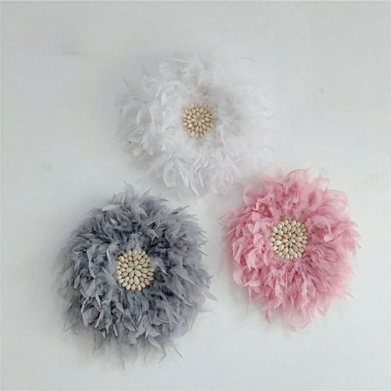 

feather wall ornament Hand feather three-dimensional flower feather wall decoration shooting props