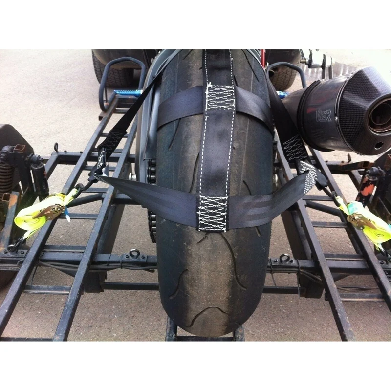 Universal ATV Motorbike Transportation Tie-Down Polyester Motorcycle Rear Wheel Fixing Fastening Webbing Belt Strap