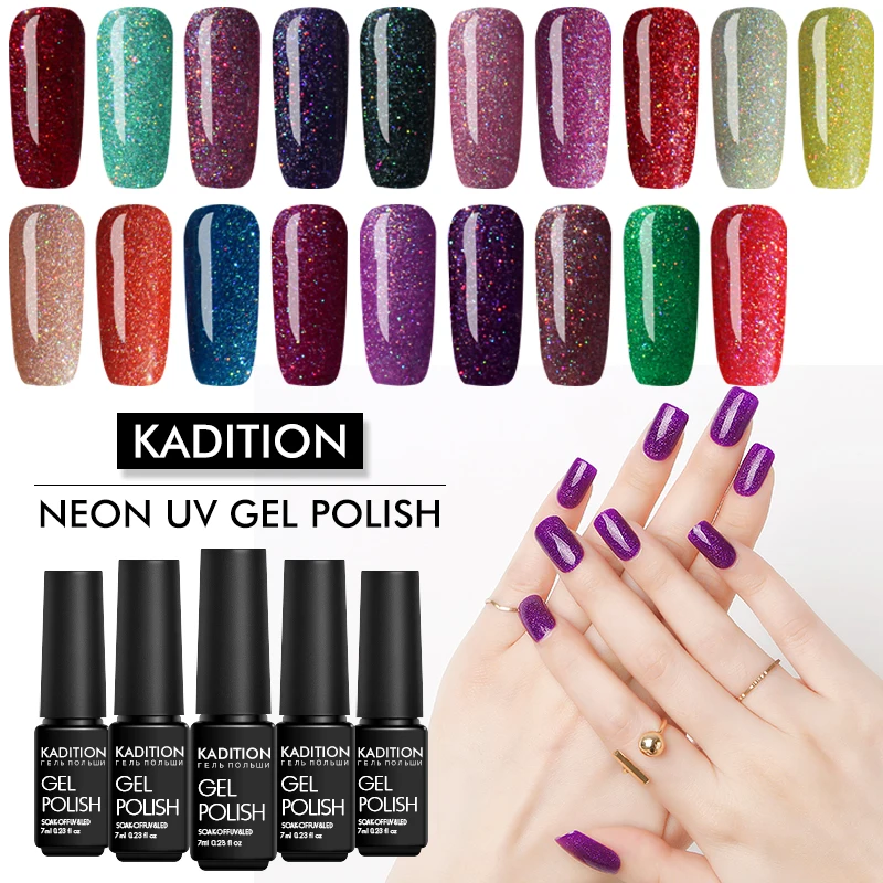 KADITION неоновый 19 цветов лак для ногтей акриловый клей Блестящий Блеск