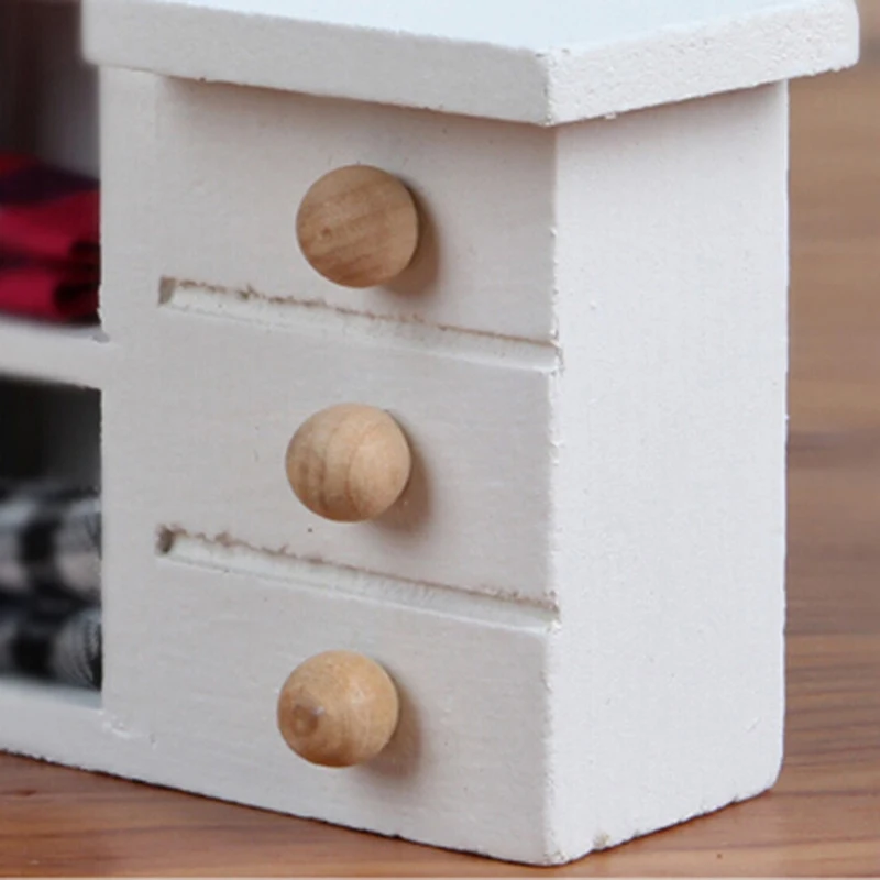 1 :12 Scale Doll House Miniatures Furniture Kitchen Bathroom White Cabinet Chest Cupboard Wooden Toys For |