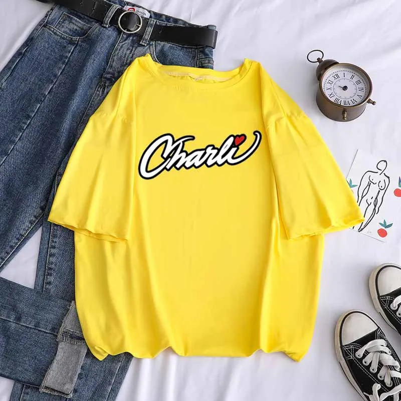 

WK Vogue T Shirt Women Shirt Internet Celebrities Charlidamelio Print Female T-shirt Harajuku Kawaii Clothes Tshirt Femme