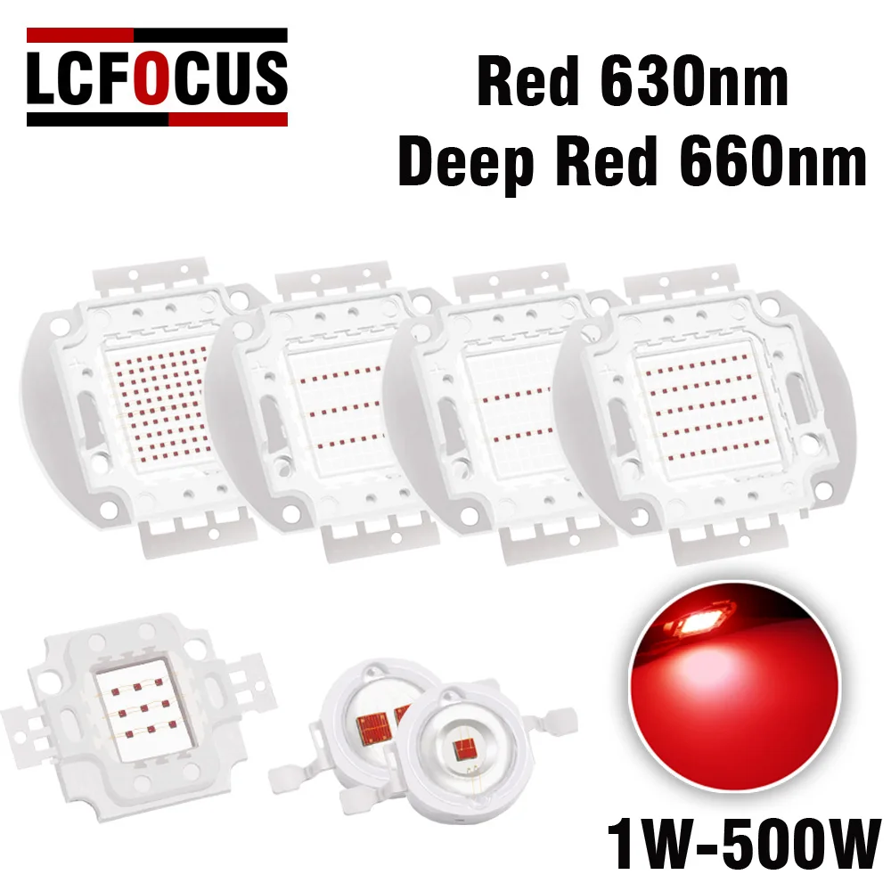 

High Power 1W 3W 5W 10W 20W 30W 50W 100W 200W 300W 500W Grow LED 660nm 630nm Deep Red Plant Lamp Chip COB For DIY LED Grow Light