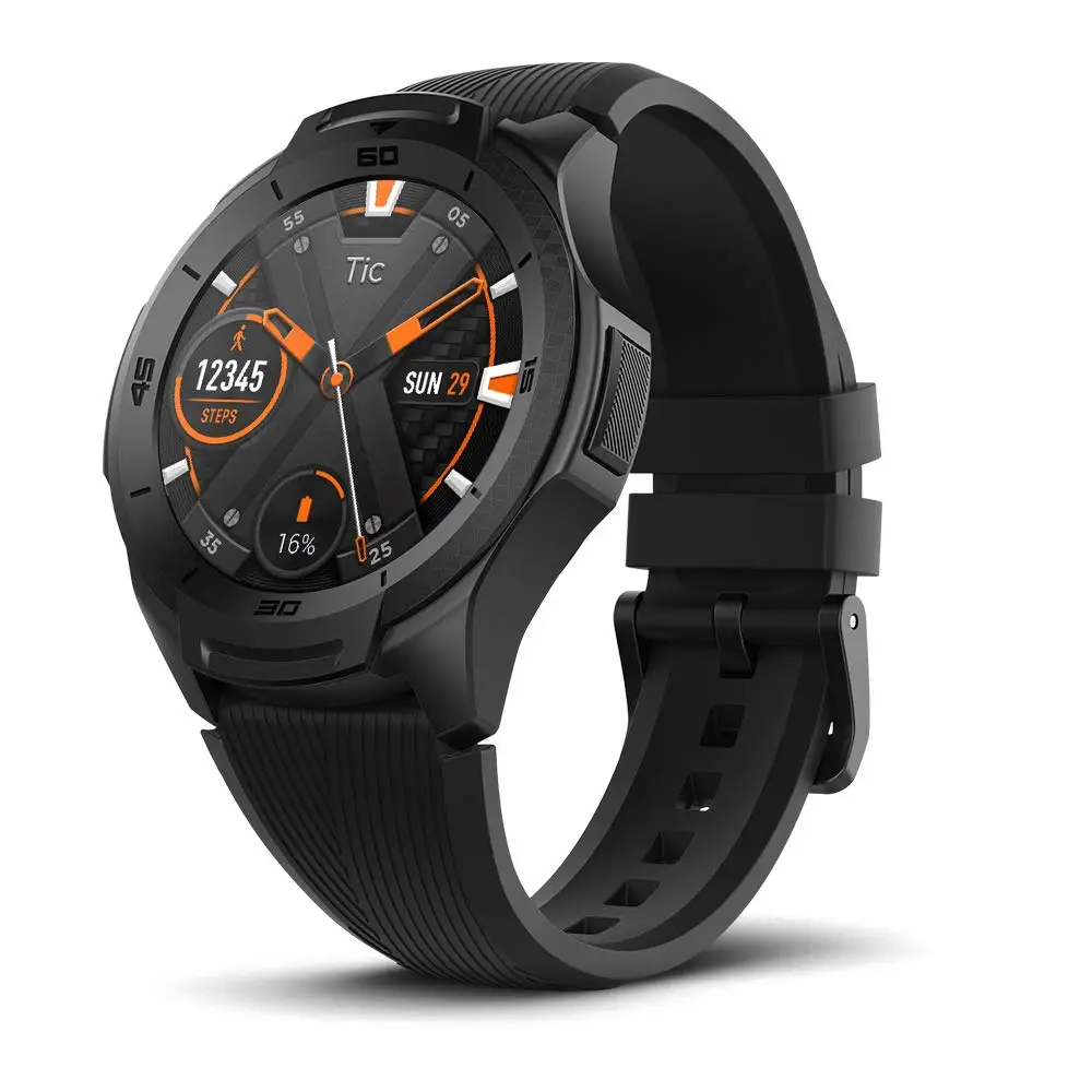 black Ticwatch S2, умные часы, Bluetooth, gps, водонепроницаемые, 5 АТМ, 24 часа, монитор сердечного ритма, проактивный, для бега, отслеживания, фитнес-помощник - Цвет: black