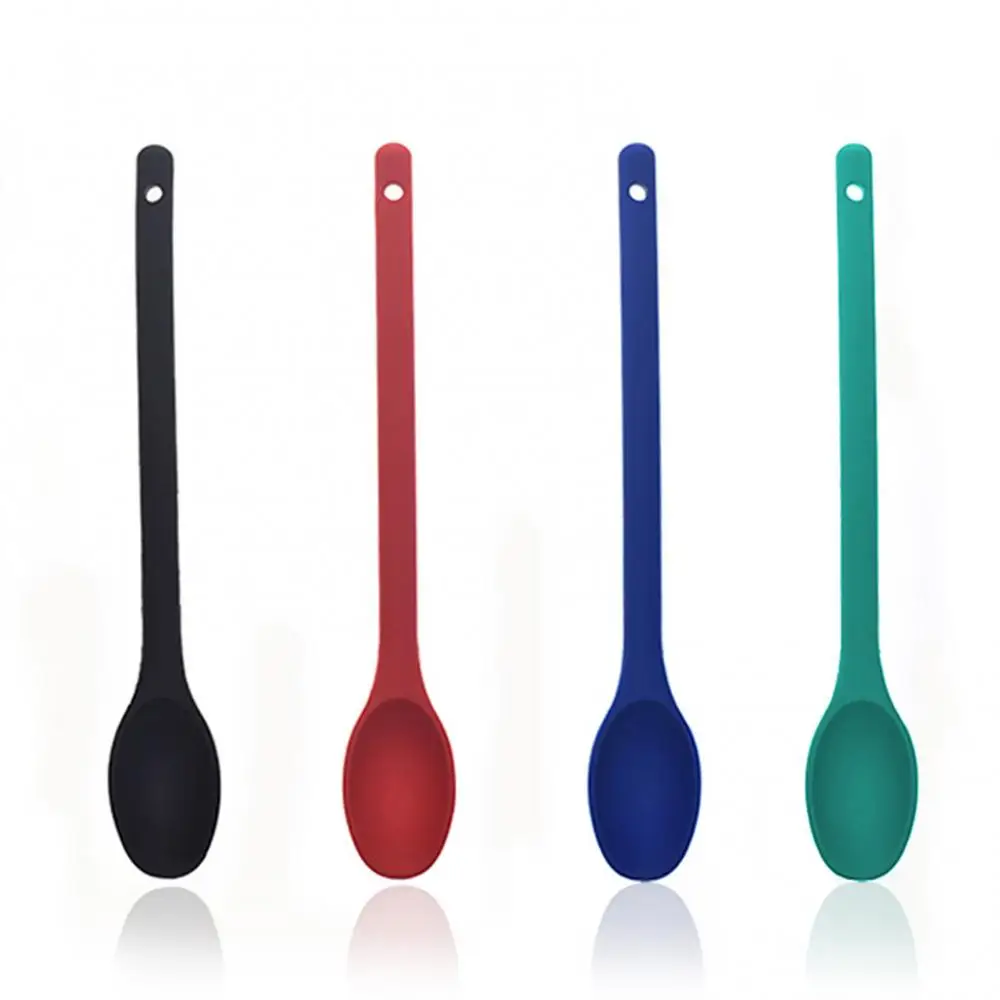 One Piece Design Food Stirring Cooking Tool Non-stick Silicone Long Handle Mixing Spoon Kitchen Utensil Tools | Дом и сад