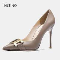 hltino office lady shoes fashion sexy red bottom pumps genuine leather comfortable high heel stiletto elegant women spring shoes